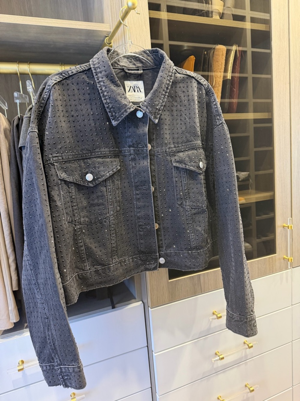 Zara beaded cropped denim jacket